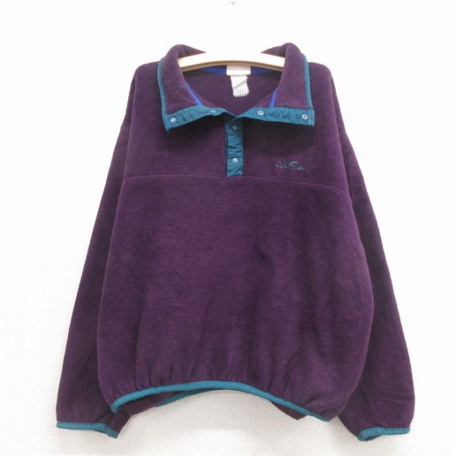 古着 エルエルビーン 長袖 フリース ジャケット キッズ 子供服 90年代 90s ワンポイントロゴ 紫 26jan31