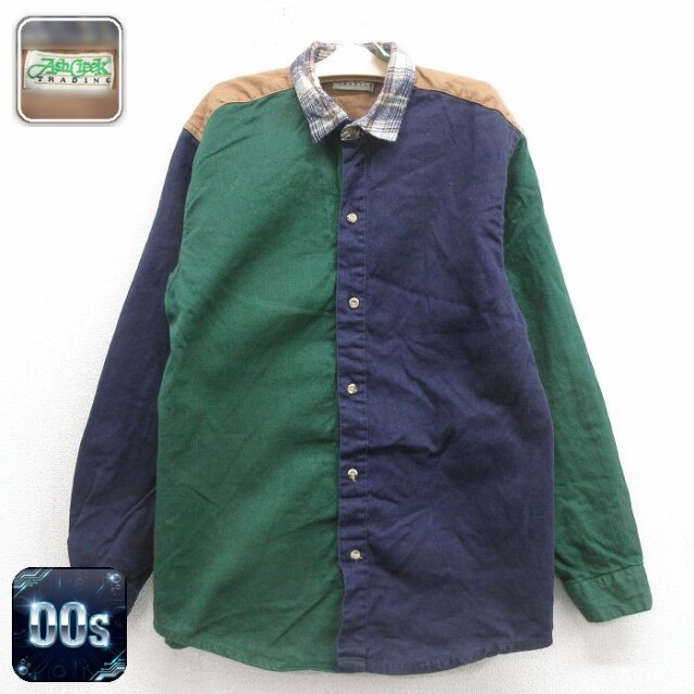 【50%OFF】クレイジーパターン 00s 長袖シャツ ネイビー キッズ | 古着