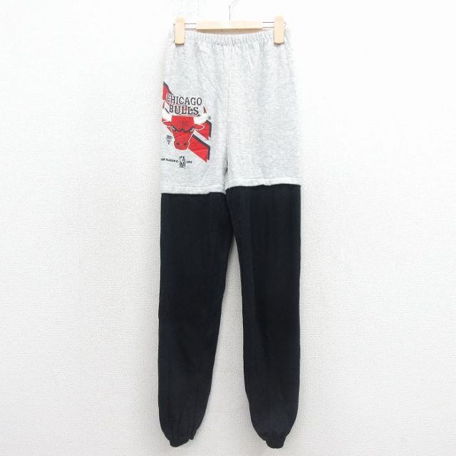 古着 スウェット パンツ キッズ 子供服 90年代 90s NBA シカゴブルズ ツートンカラー グレー 霜降り他 バスケットボール 26feb04