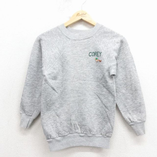 古着 長袖 スウェット キッズ 子供服 90年代 90s COREY ラグラン クルーネック USA製 グレー 霜降り 26feb04