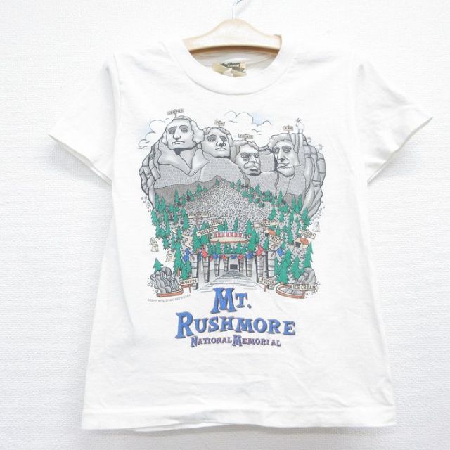 古着 半袖 ビンテージ Tシャツ キッズ ボーイズ 子供服 90年代 90s ラッシュモア コットン クルーネック ホワイト 26jun11