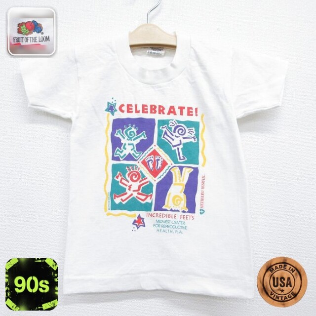 【20%OFF】フルーツオブザルーム 90s 半袖Tシャツ CELEBRATE ホワイト キッズ | 古着