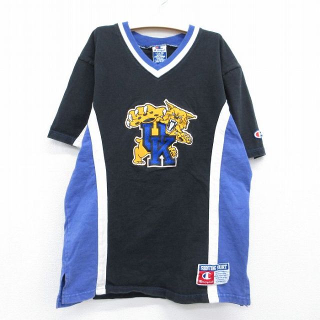 古着 チャンピオン champion 半袖 ビンテージ Tシャツ キッズ ボーイズ 子供服 90年代 90s ケンタッキー コットン Vネック ブラック 26jun11