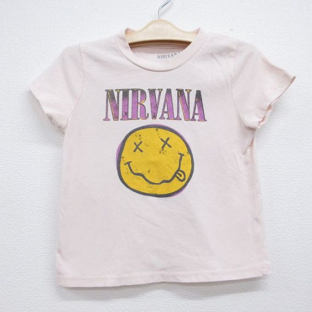 古着 半袖 ロック バンド Tシャツ キッズ ボーイズ 子供服 ニルバーナ ニルヴァーナ クルーネック ピンク 26jun11