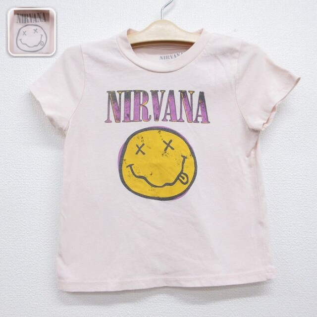 【20%OFF】ニルヴァーナ 半袖ロックバンドTシャツ ピンク キッズ | 古着