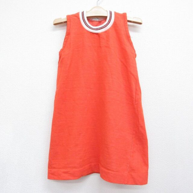 古着 ノースリーブ ビンテージ ワンピース キッズ ガールズ 子供服 80年代 80s オレンジ 26jul06