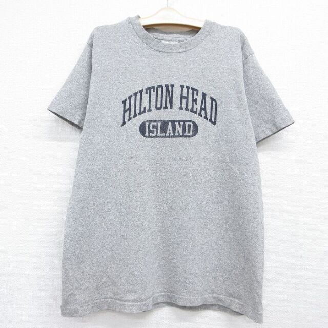 古着 半袖 ビンテージ Tシャツ キッズ ボーイズ 子供服 90年代 90s HILTON HEAD クルーネック USA製 グレー 霜降り 26jul13