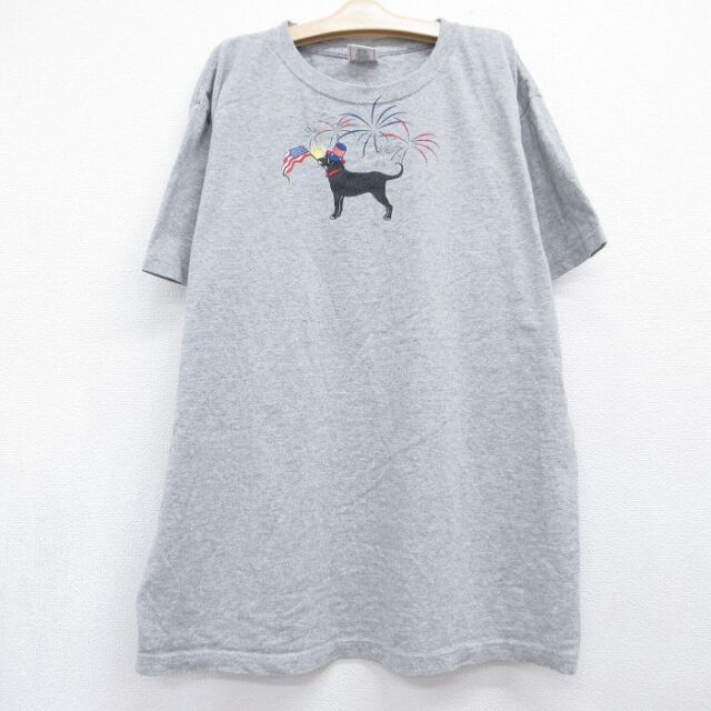 The Black Dog 00s 半袖Tシャツ 霜降り グレー キッズ | 古着