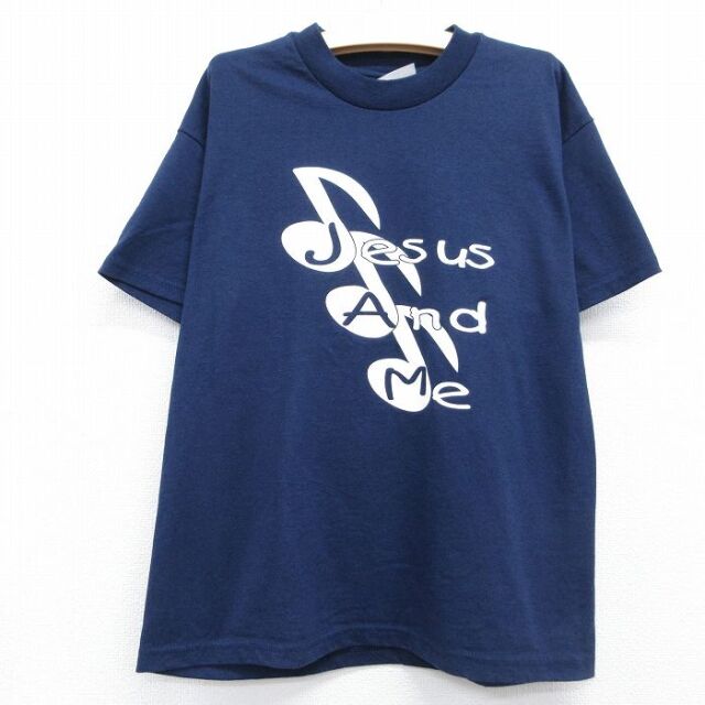 ヘインズ 00s 半袖Tシャツ Jesus ネイビー キッズ | 古着