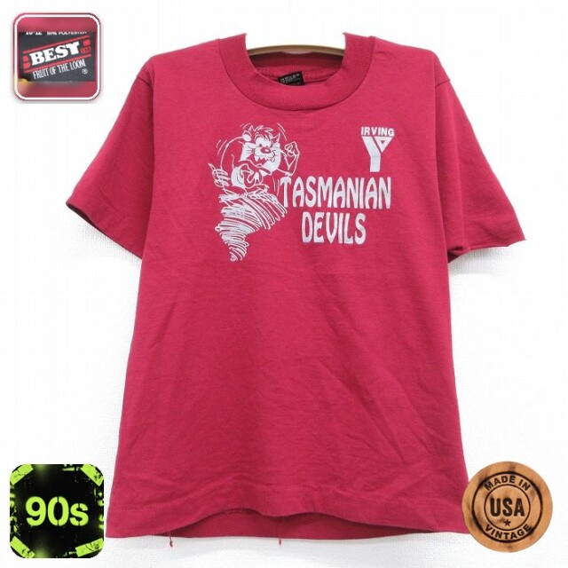 フルーツオブザルーム 90s 半袖Tシャツ タズ バーガンディ キッズ | 古着