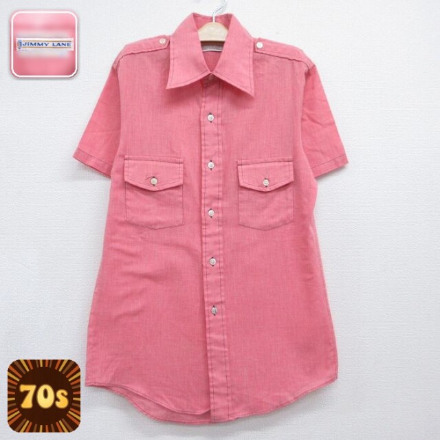 半袖 シャツ キッズ ボーイズ 子供服 70s ピンク | 古着