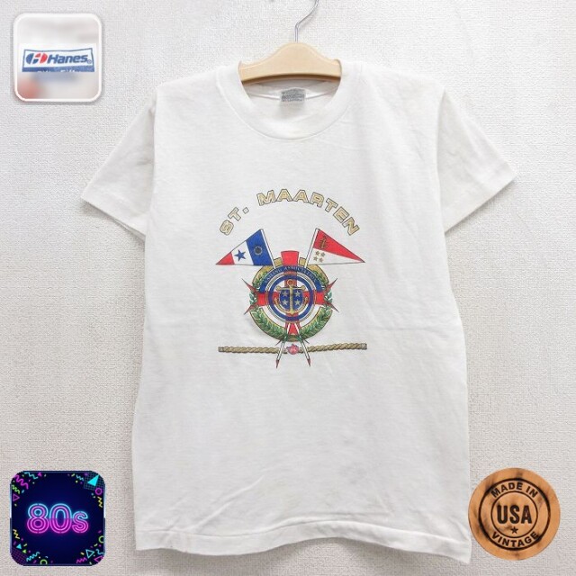 ヘインズ 80s 半袖Tシャツ セイリング ホワイト キッズ | 古着