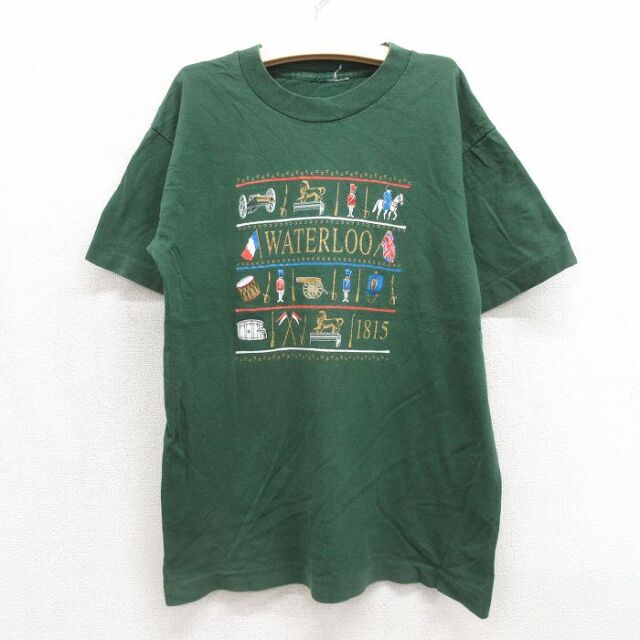 古着 半袖 ビンテージ Tシャツ キッズ ボーイズ 子供服 90年代 90s WATERLOO クルーネック グリーン 26jul15