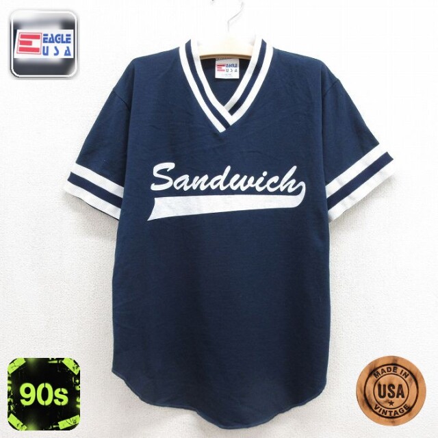 90s 半袖Tシャツ サンドウィッチ ネイビー キッズ | 古着