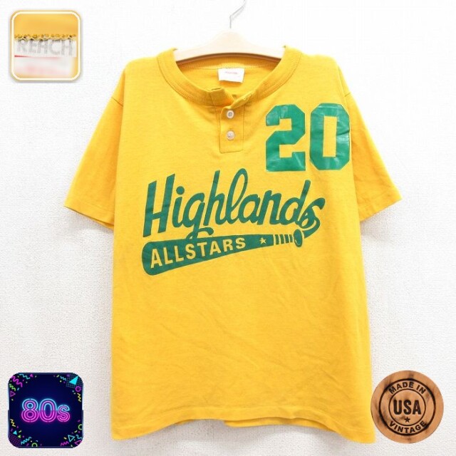 オールスター 80s 半袖Tシャツ ヘンリーネック イエロー キッズ | 古着