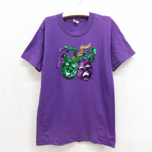 BVD 90s 半袖Tシャツ マルディグラマスク パープル キッズ | 古着