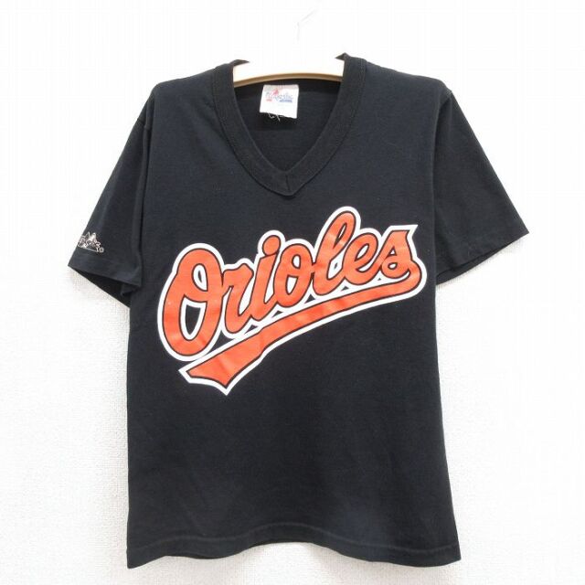 マジェスティック 00s 半袖Tシャツ ボルチモアオリオールズ ブラック キッズ | 古着