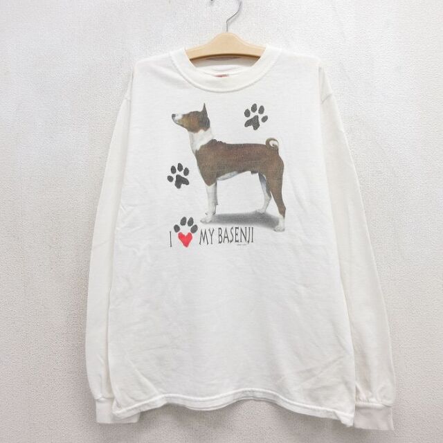 00s 長袖Tシャツ 犬 ホワイト キッズ | 古着