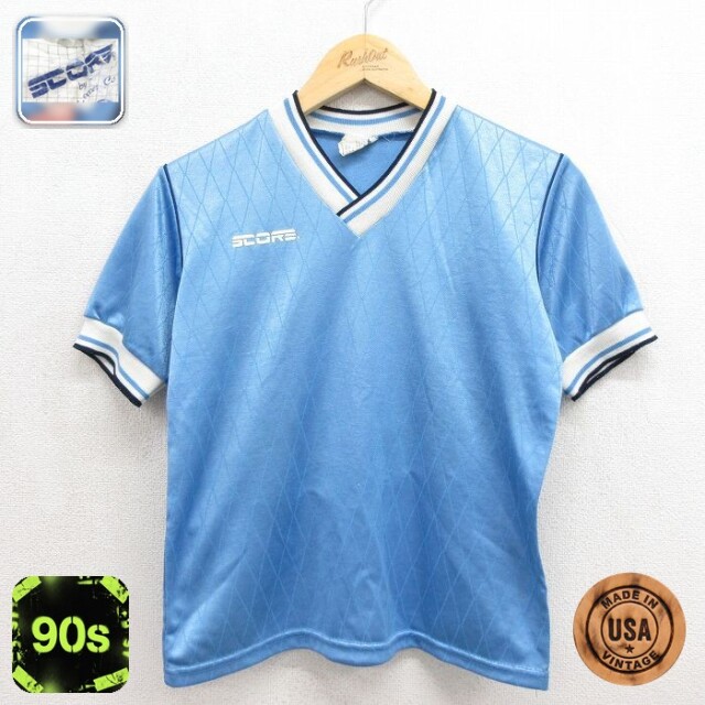 90s 半袖Tシャツ サッカー ライトブルー キッズ | 古着