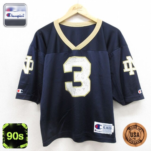 チャンピオン 90s 半袖Tシャツ ユニフォーム ネイビー キッズ | 古着