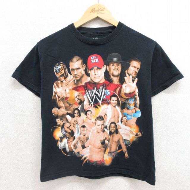 ワールドプロレスリング 半袖Tシャツ ジョンシナ ブラック キッズ | 古着