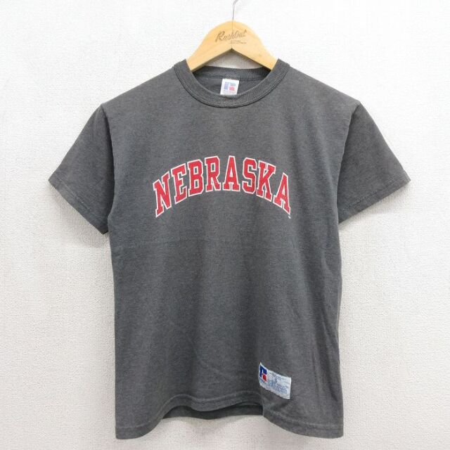 ラッセル 00s 半袖Tシャツ ネブラスカ グレー キッズ | 古着