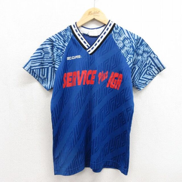 サッカー 90s 半袖Tシャツ ラグラン ブルー キッズ | 古着