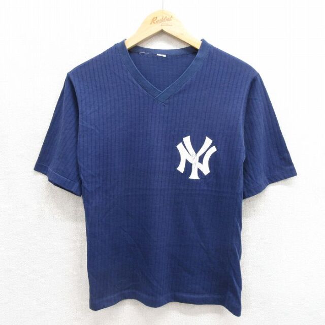 MLB ニューヨークヤンキース 80s 半袖Tシャツ ネイビー キッズ | 古着