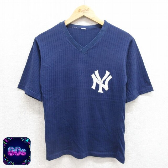 MLB ニューヨークヤンキース 80s 半袖Tシャツ ネイビー キッズ | 古着