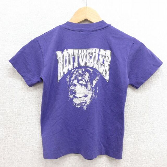 古着 半袖 ビンテージ Tシャツ キッズ ボーイズ 子供服 90年代 90s 犬 クルーネック USA製 パープル 26jul17