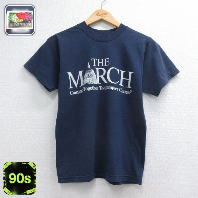 フルーツオブザルーム 90s 半袖Tシャツ MARCH ネイビー キッズ | 古着