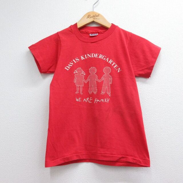 ヘインズ 80s 半袖Tシャツ ファミリー レッド キッズ | 古着