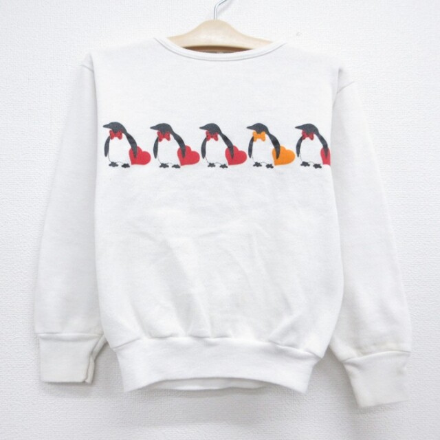 80s 長袖スウェット ペンギン ハート ホワイト キッズ | 古着