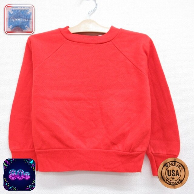 Spencers 80s ラグランスウェット レッド キッズ | 古着
