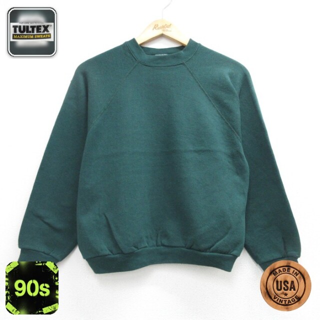 TULTEX 90s 長袖スウェット ラグラン グリーン キッズ | 古着