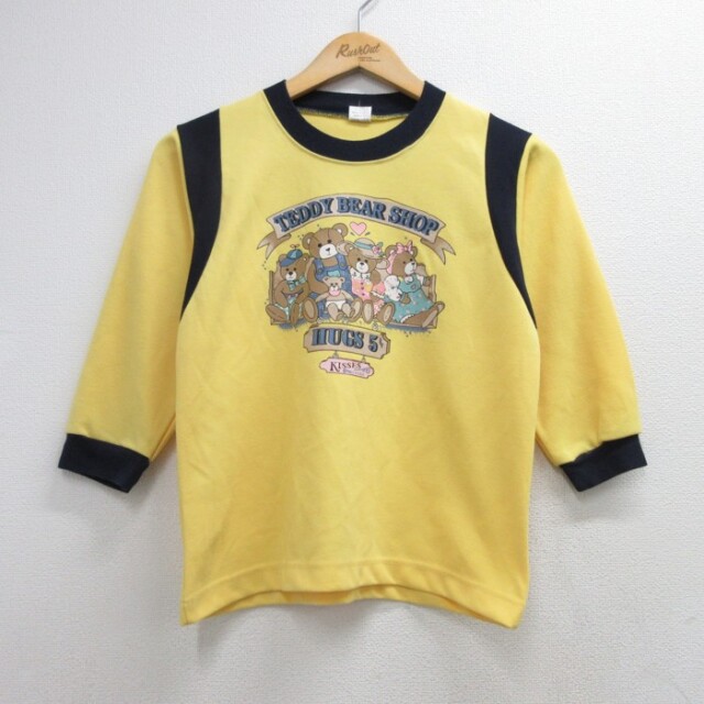 七分袖Tシャツ テディベア イエロー キッズ | 古着
