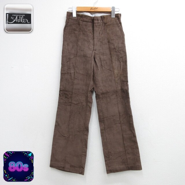 Adler 子供服 キッズ 80s パンツ フレア 太畝 コーデュロイ ブーツカット コットン ブラウン | 古着