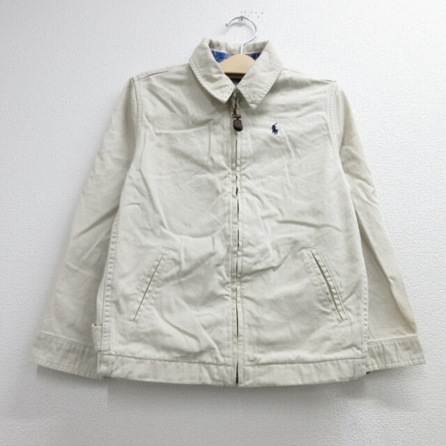 古着 ラルフローレン Ralph Lauren 長袖 ブランド 子供服 キッズ 90年代 90s ジャケット ポニー 刺繍 チェック裏地 コットン ベージュ【spe】 26sep15