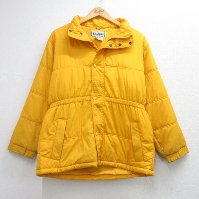 古着 L.L.Bean エルエルビーン 長袖 子供服 ナイロン パーカー キッズ 90年代 90s ジャケット キルティング イエロー【spe】 26sep15