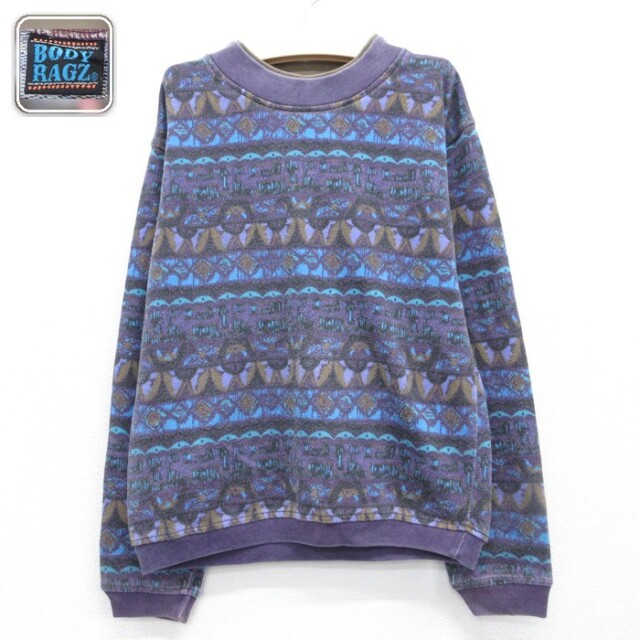 BODY RAGZ 90s 長袖スウェット 総柄 パープル キッズ | 古着