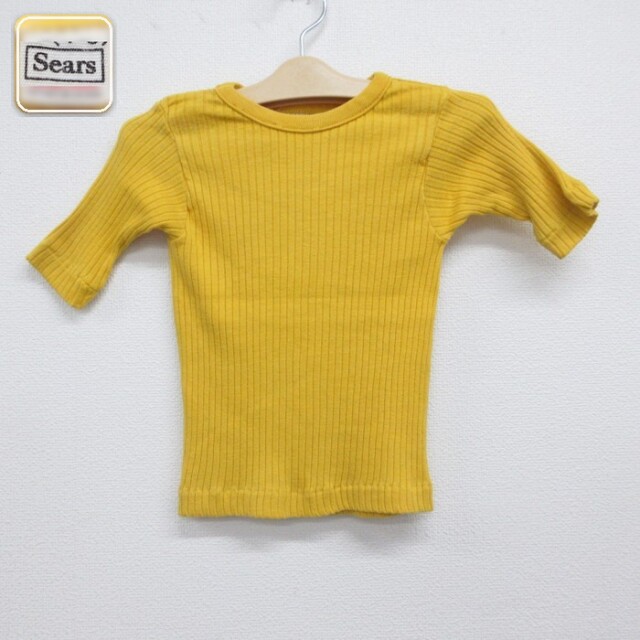 Sears 80s 半袖ニット リブ イエロー キッズ | 古着