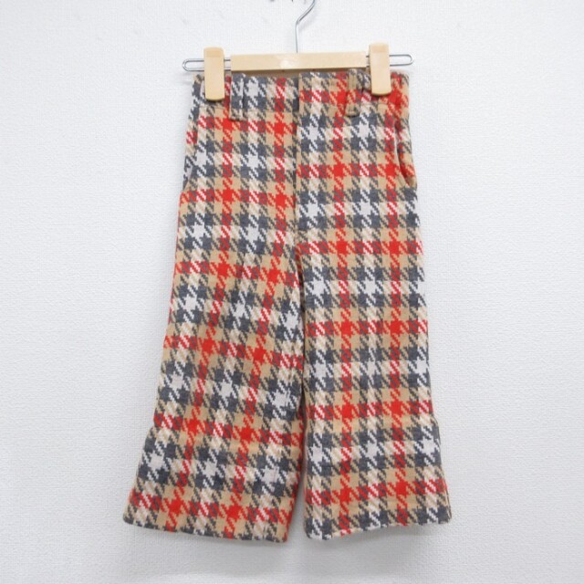 ベルボトムパンツ チェック ベージュ キッズ | 古着
