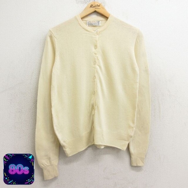 【50%OFF】古着 長袖 ニット カーディガン レディース 80年代 80s 無地 カシミヤ カシミア 生成り 24nov28 中古 トップス