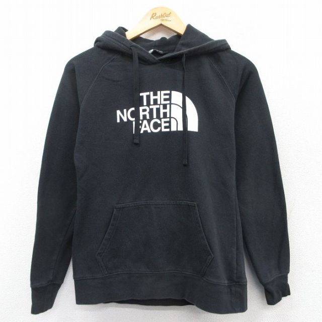 古着 ノースフェイス THE NORTH FACE 長袖 スウェット パーカー レディース ビッグロゴ ラグラン 黒 ブラック 25mar25 中古 スエット トレーナー トップス