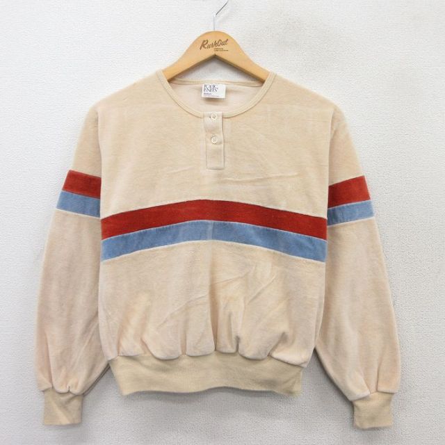 古着 長袖 トップス レディース 80年代 80s パイル地 ヘンリーネック USA製 ベージュ系他 カーキ 25mar25 中古