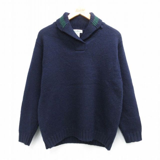 古着 エルエルビーン LLBEAN 長袖 セーター レディース 90年代 90s ウール ショールカラー 濃紺 ネイビー 【spe】 25oct16 中古 ニット トップス