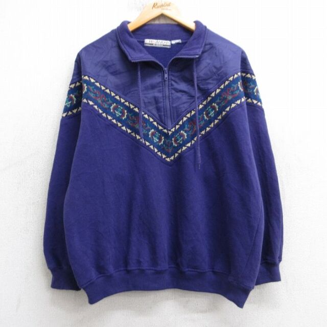 【50%OFF】古着 長袖 ハーフジップ スウェット レディース 90年代 90s 紫 25dec09