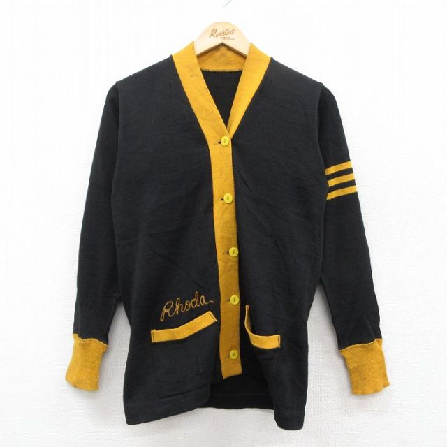 ヴィンテージ 60s 70s レタード カーディガン 長袖 カーディガン M相当