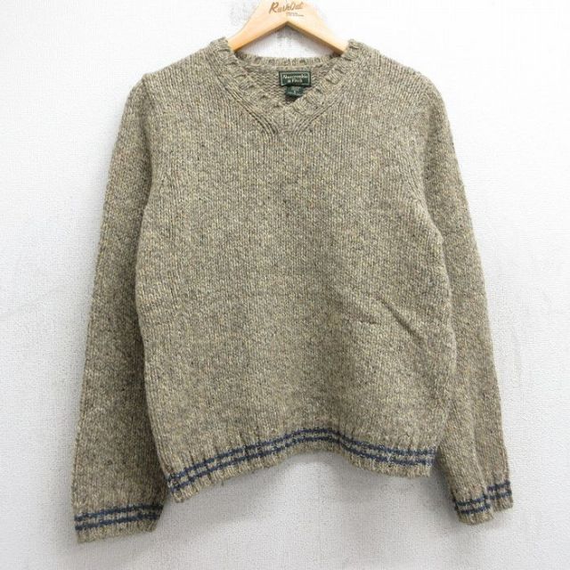 古着 アバクロンビー 長袖 セーター レディース 00年代 00s 無地 ウール Vネック カナダ製 ベージュ 26jan16