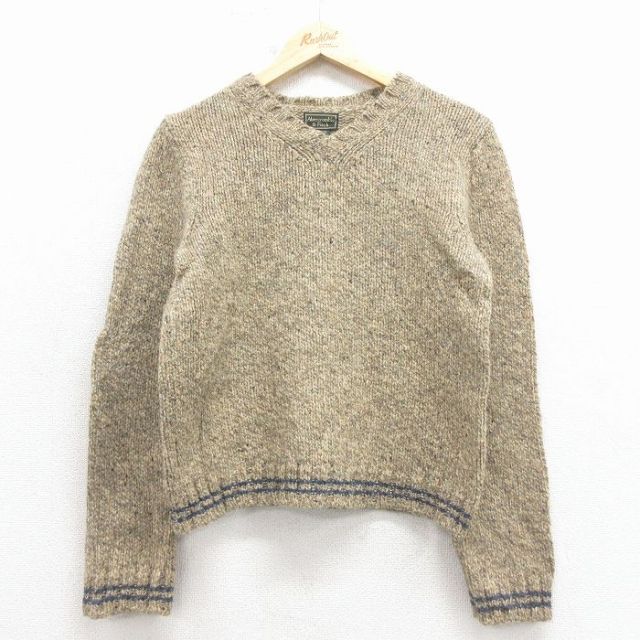 【20%OFF】古着 アバクロンビー 長袖 セーター レディース 無地 Vネック カナダ製 ベージュ 26feb04